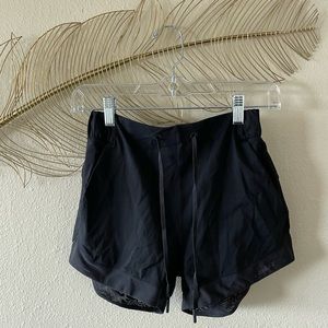 Lululemon Black shorts with tie and mesh trim